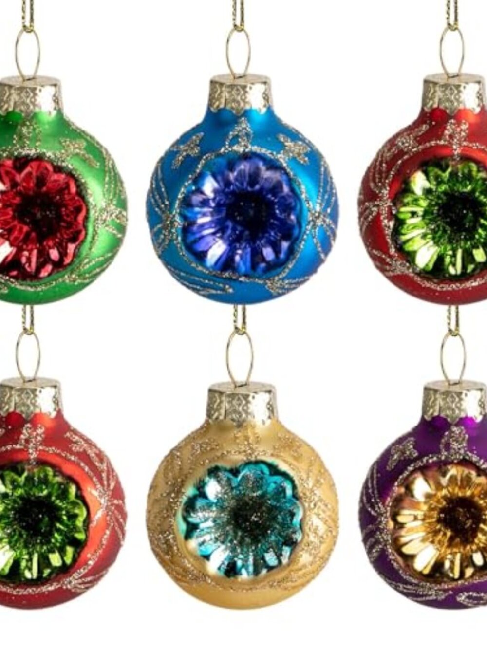 6 Pcs 1.6'' Christmas Reflector Ball Ornament, Hanging Glass Ball Decor